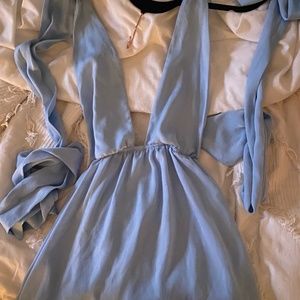 LUCY IN THE SKY BLUE SATIN MINI